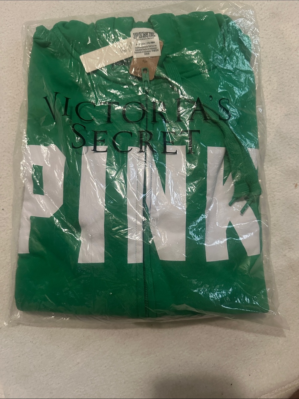 Victoria's Secret PINK Green Zip Front Hoodie